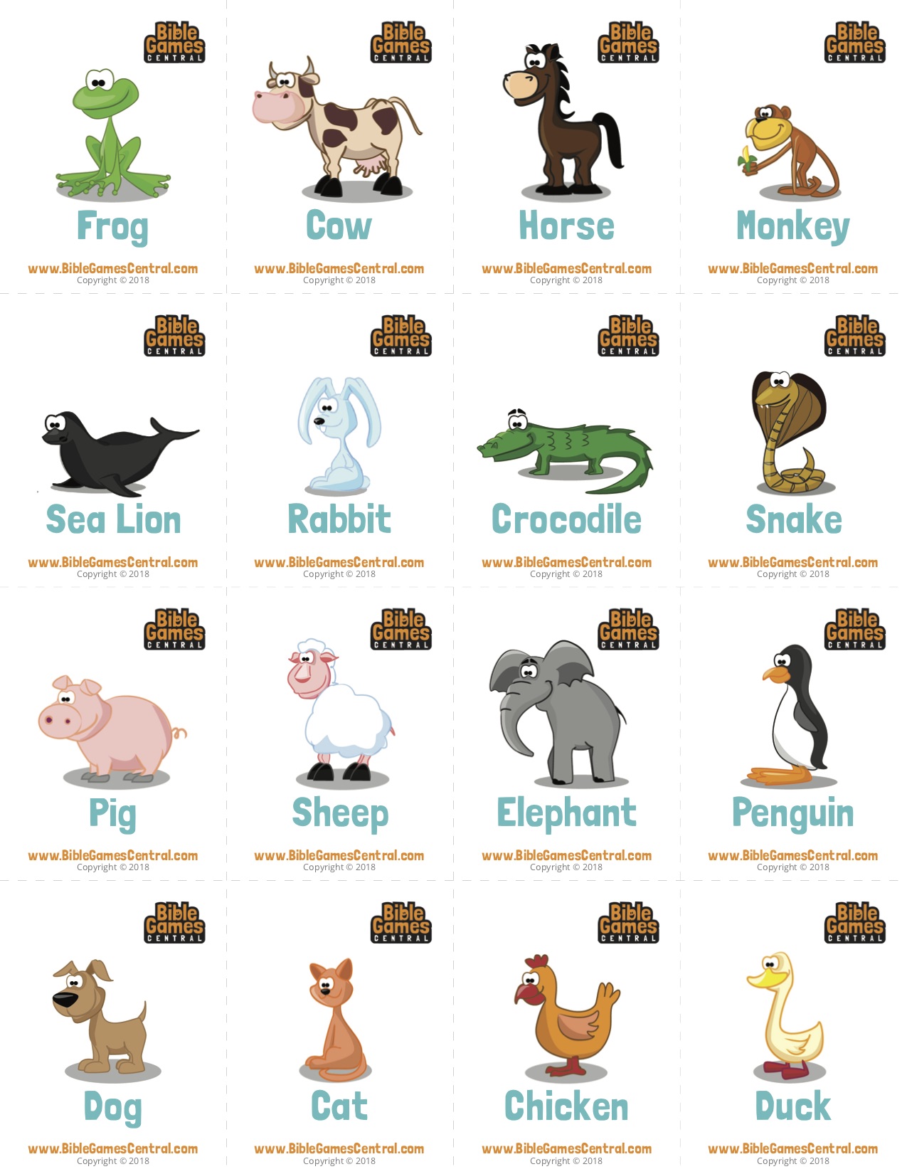 Kidology Inc. - Noah's Ark Preschool Game - Print & Play Animal Match